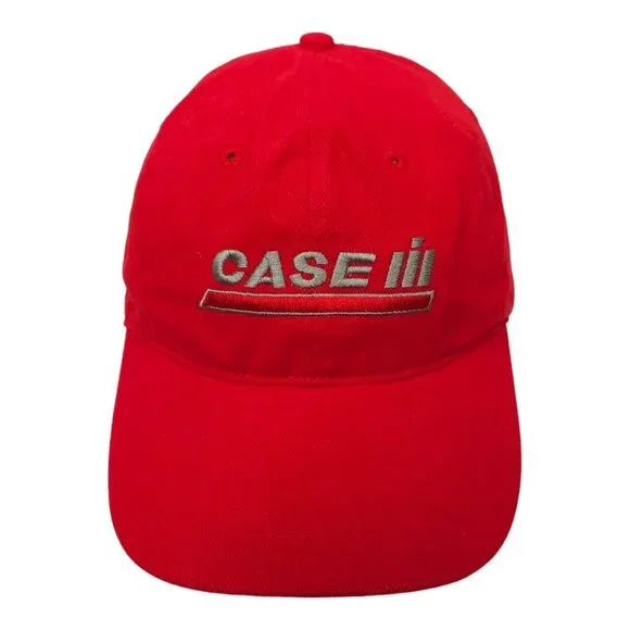 International Harvester Logo Hat – Red Cotton Canvas, Adjustable Baseball Cap, Size L
